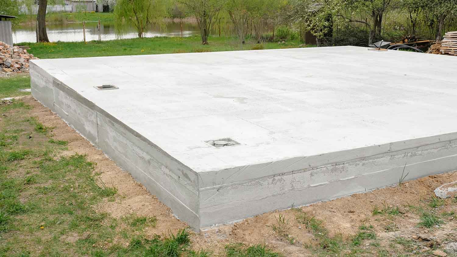Raised slab foundation for a new home