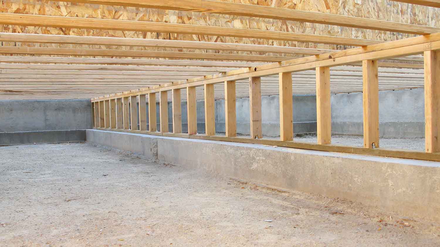 Interior of a crawl space foundation