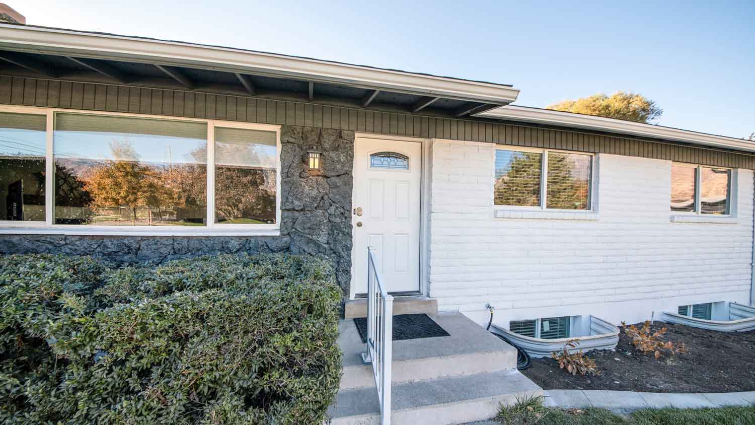 The exterior of a house with window well