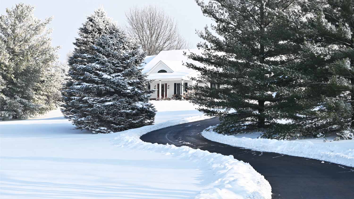 Curved driveway in winter