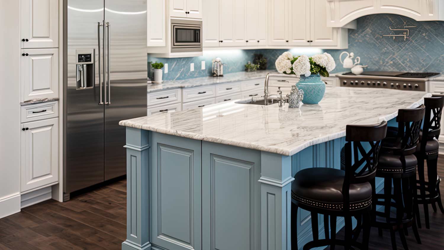 eggshell blue kitchen island