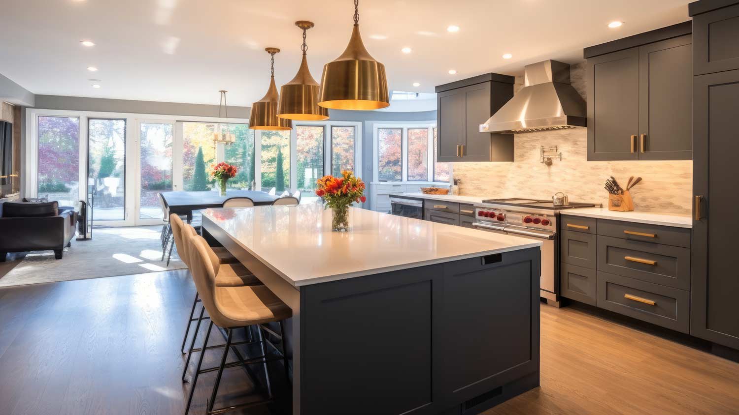 dark grey kitchen island