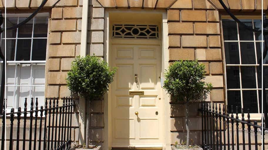 off-white painted front door