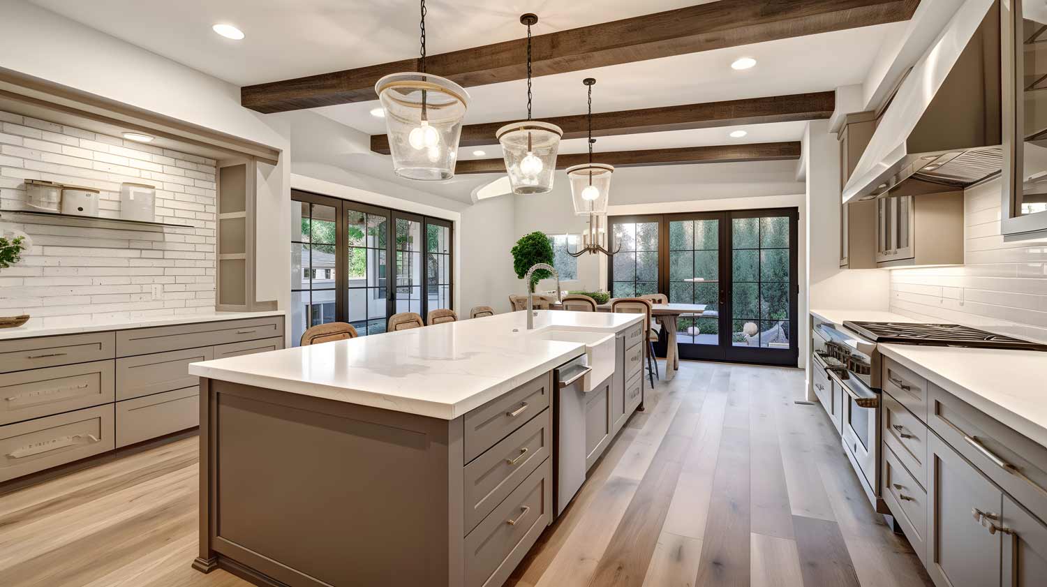 sandy brown kitchen island