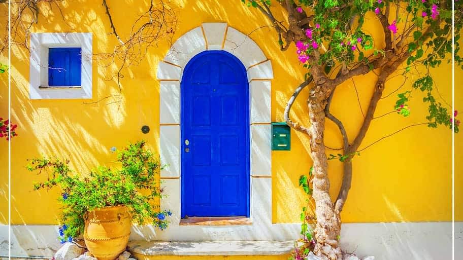 saturated blue color front door