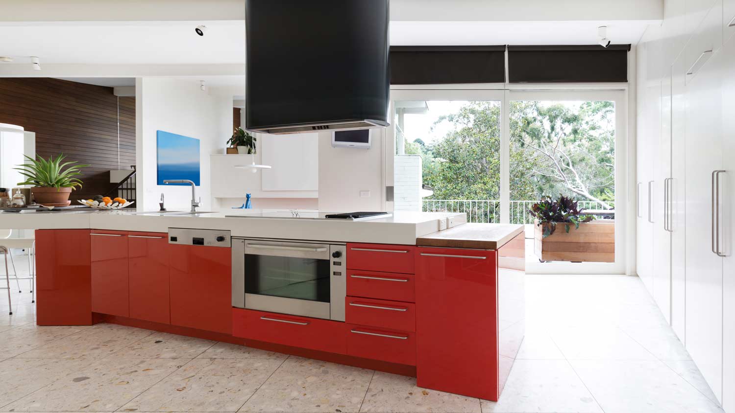 red vinyl kitchen island