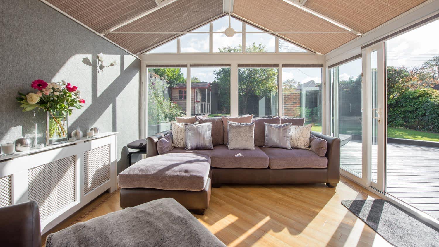 sunroom with view of garden