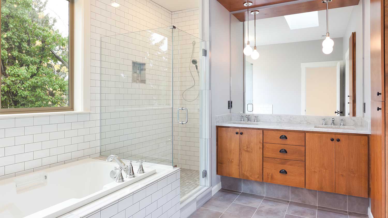 Modern double sink vanity bathroom