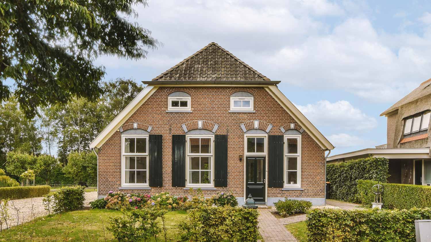 Front view of a brick house