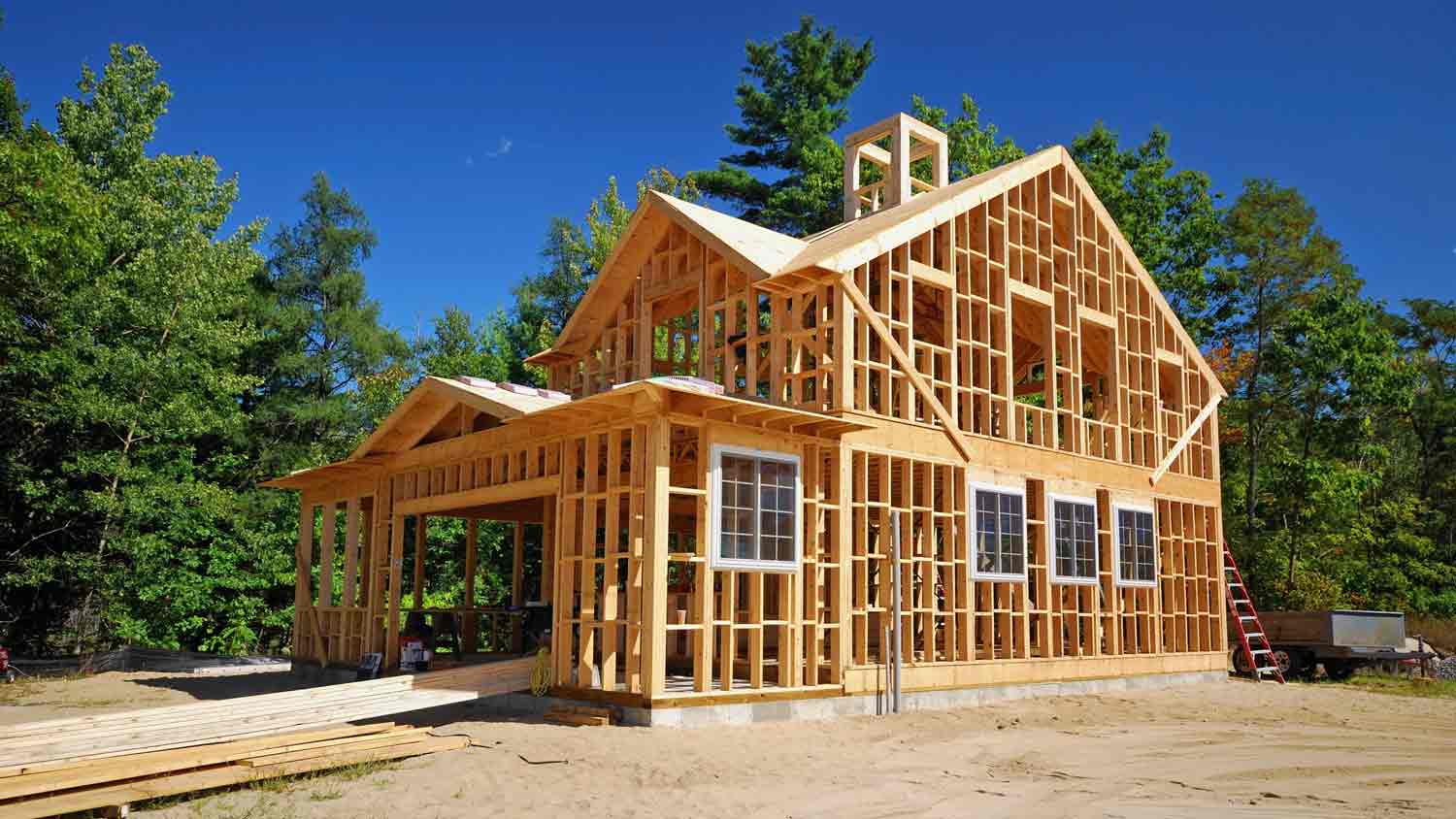wood frame of new home construction