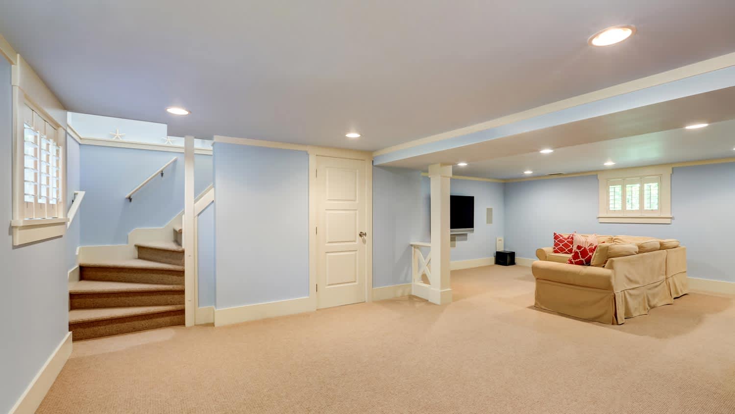 spacious basement steps