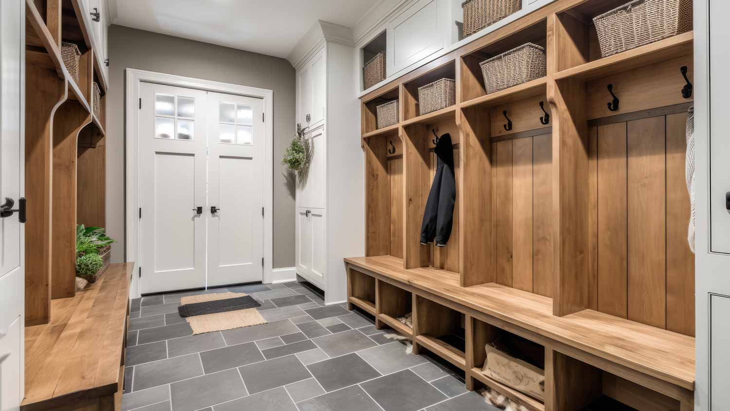 stylish slate mudroom