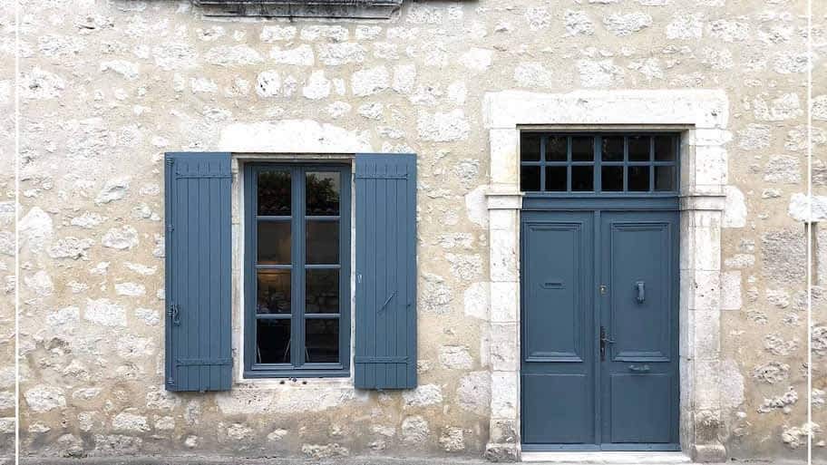 blue-gray color front door