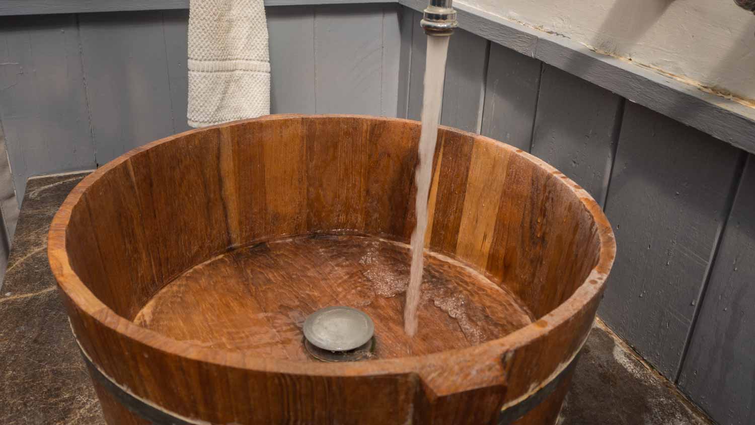 Rustic wooden sink