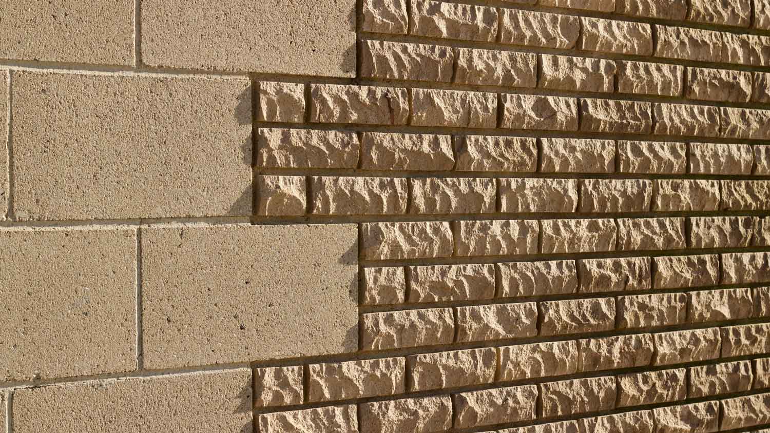 Close-up of stone veneer siding