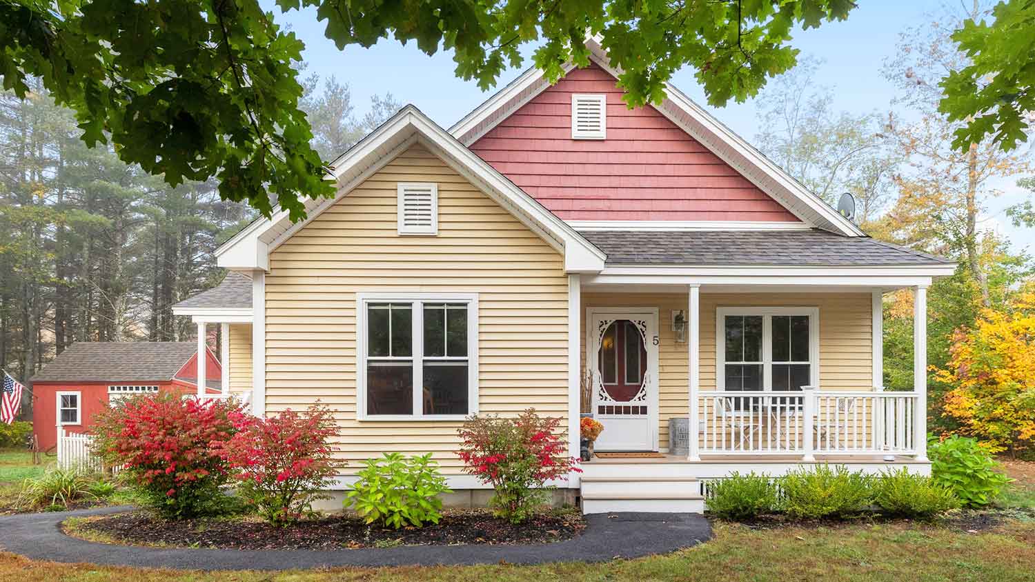 Small house with window caps and front porch