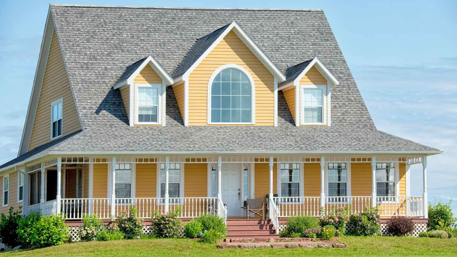 A big country house with vinyl siding