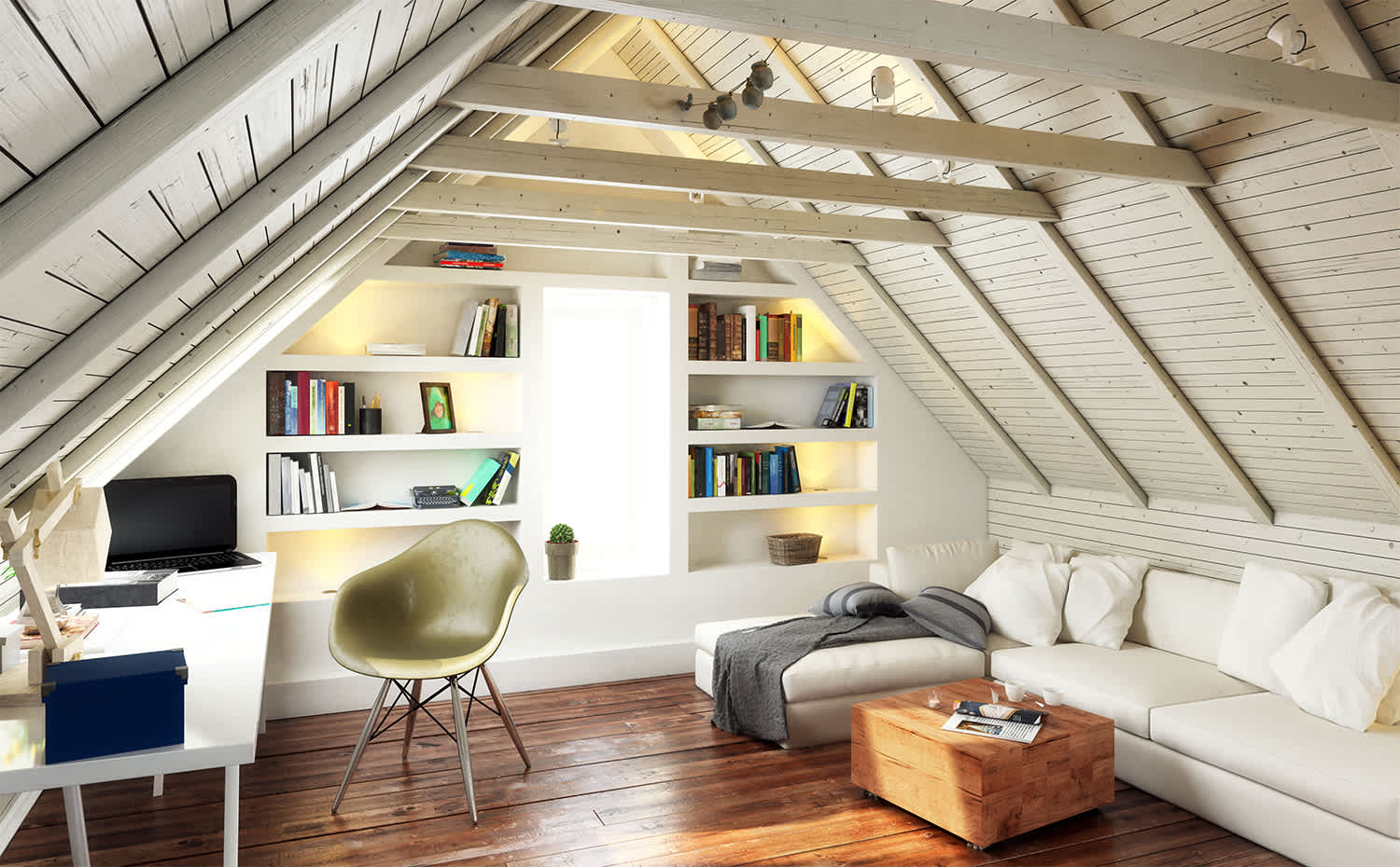Renovated attic office and living space