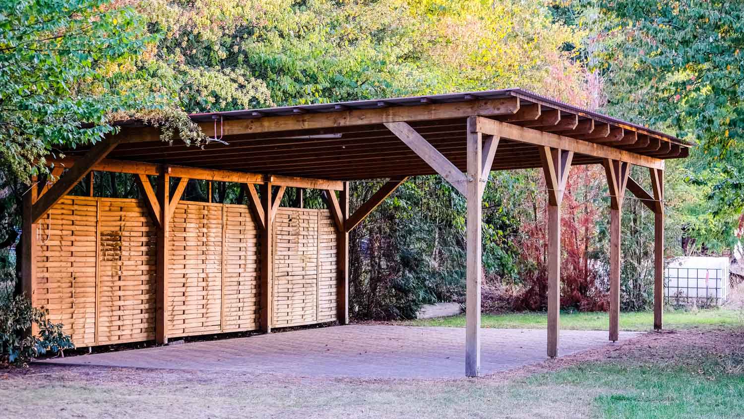 A three-car size carport