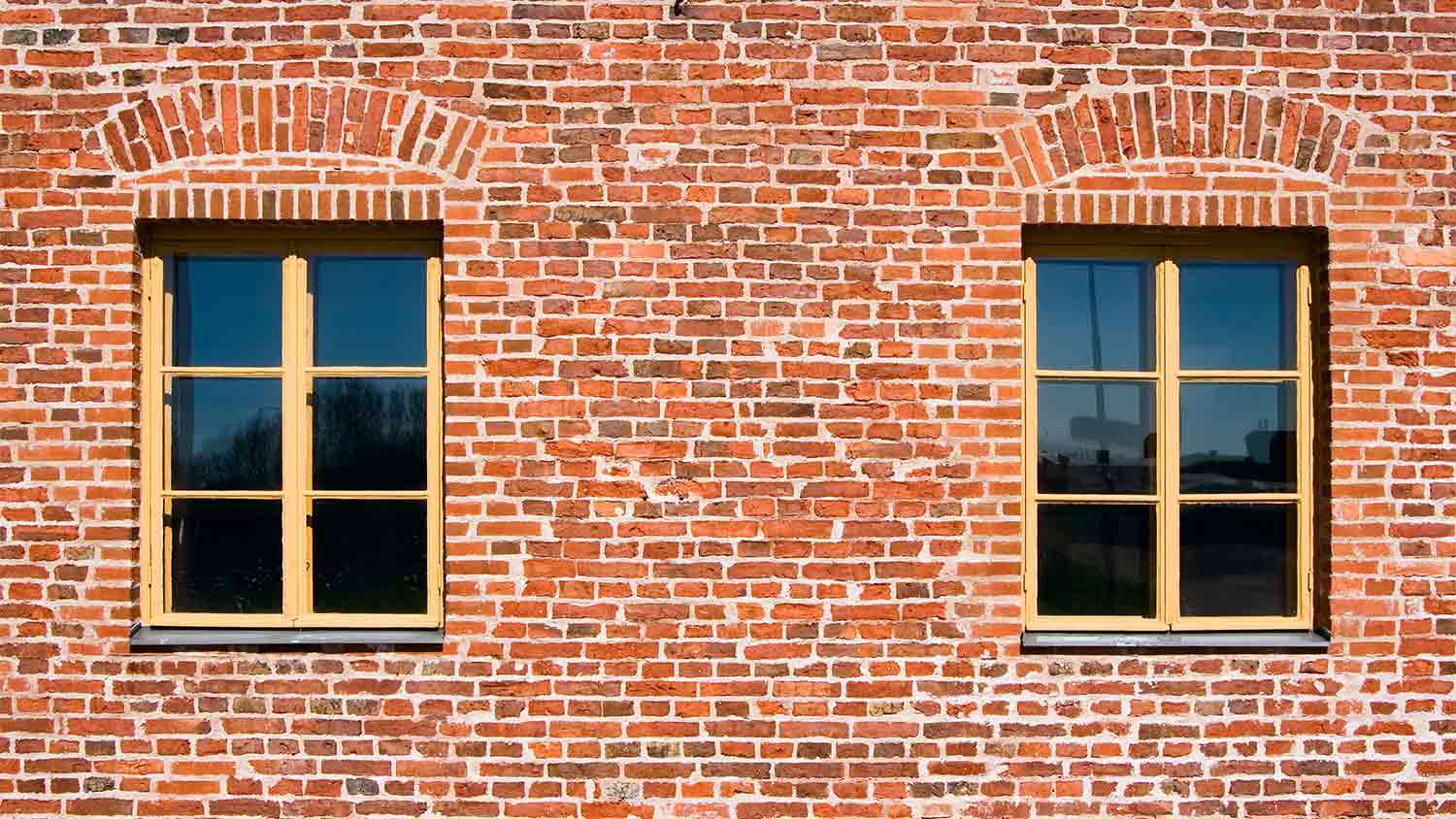 two window lintels in brick home