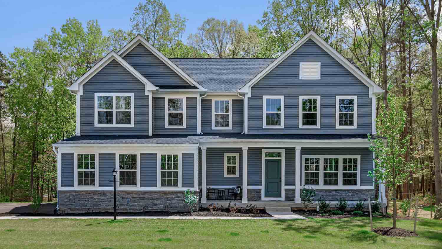 blue colonial house