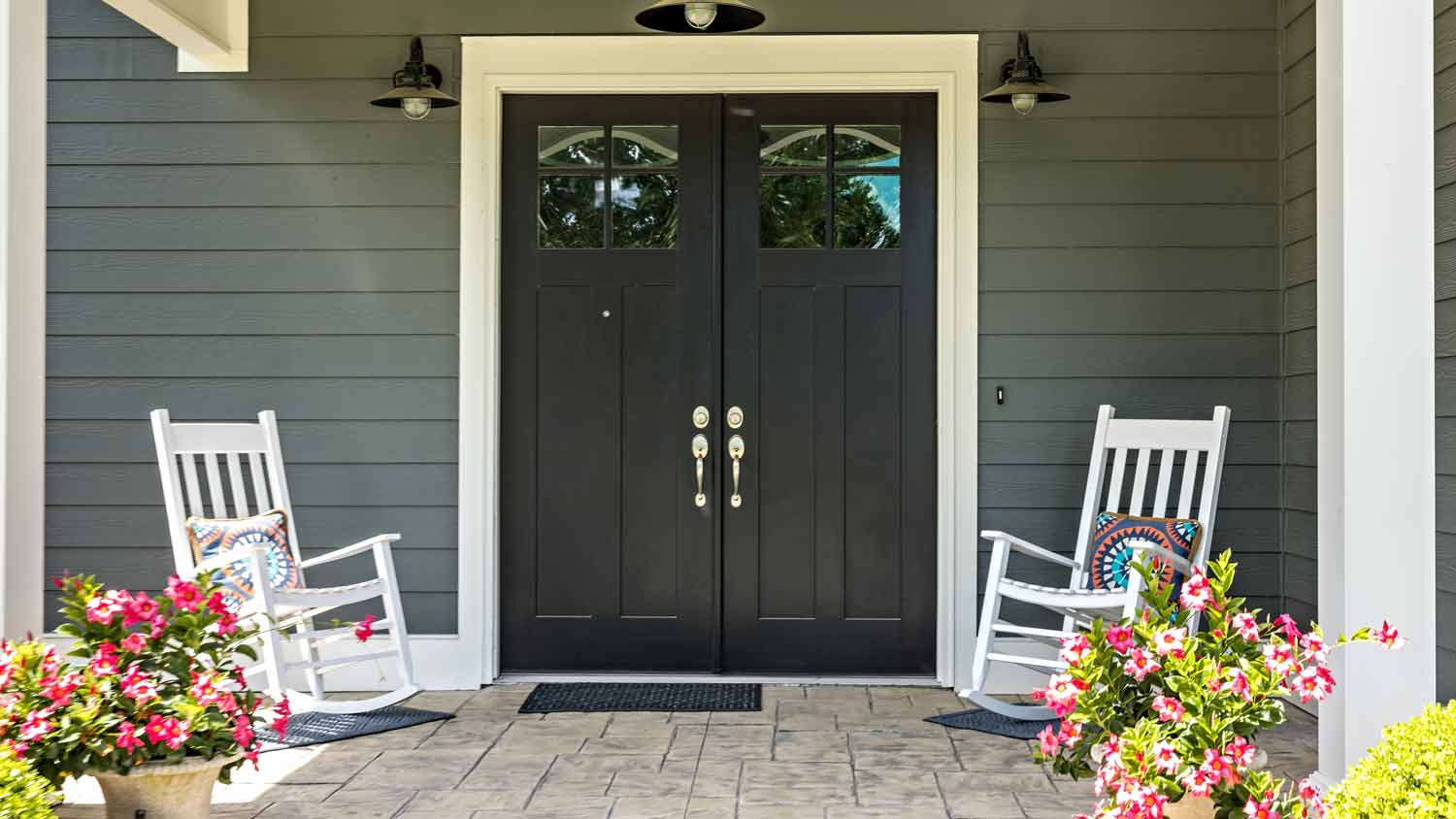 front porch with stamped concrete