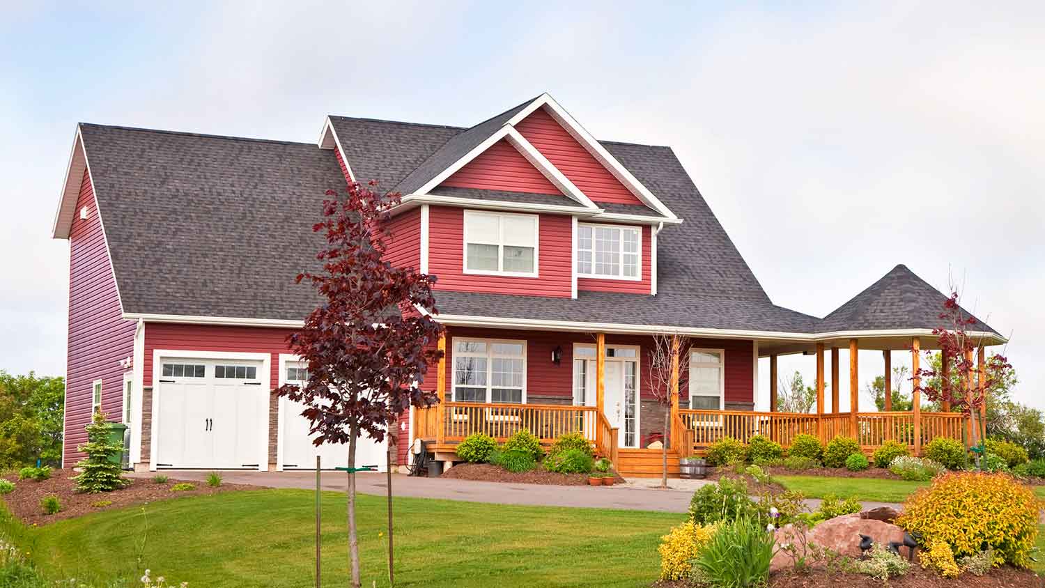 Red siding house in the country