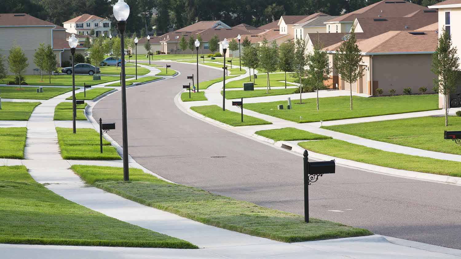 Suburban neighborhood with well-maintained streets
