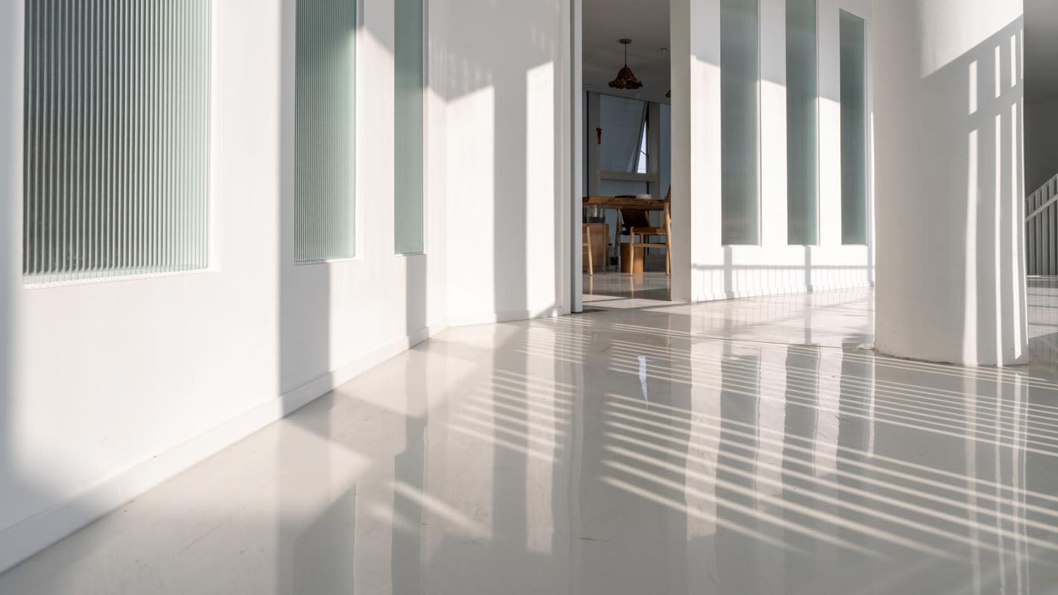 A polished concrete finish in the interior of a house