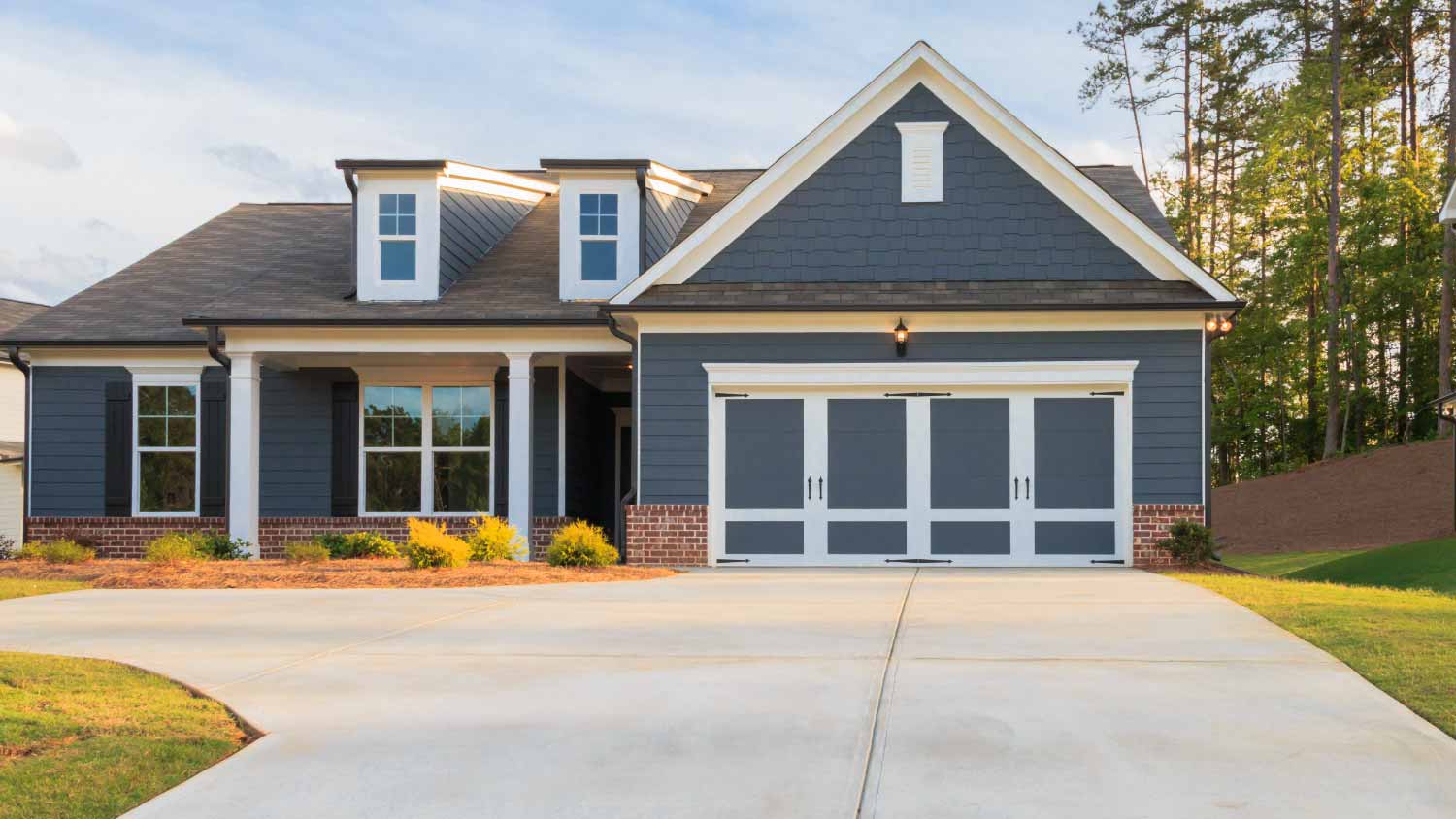 A gray ranch style model house