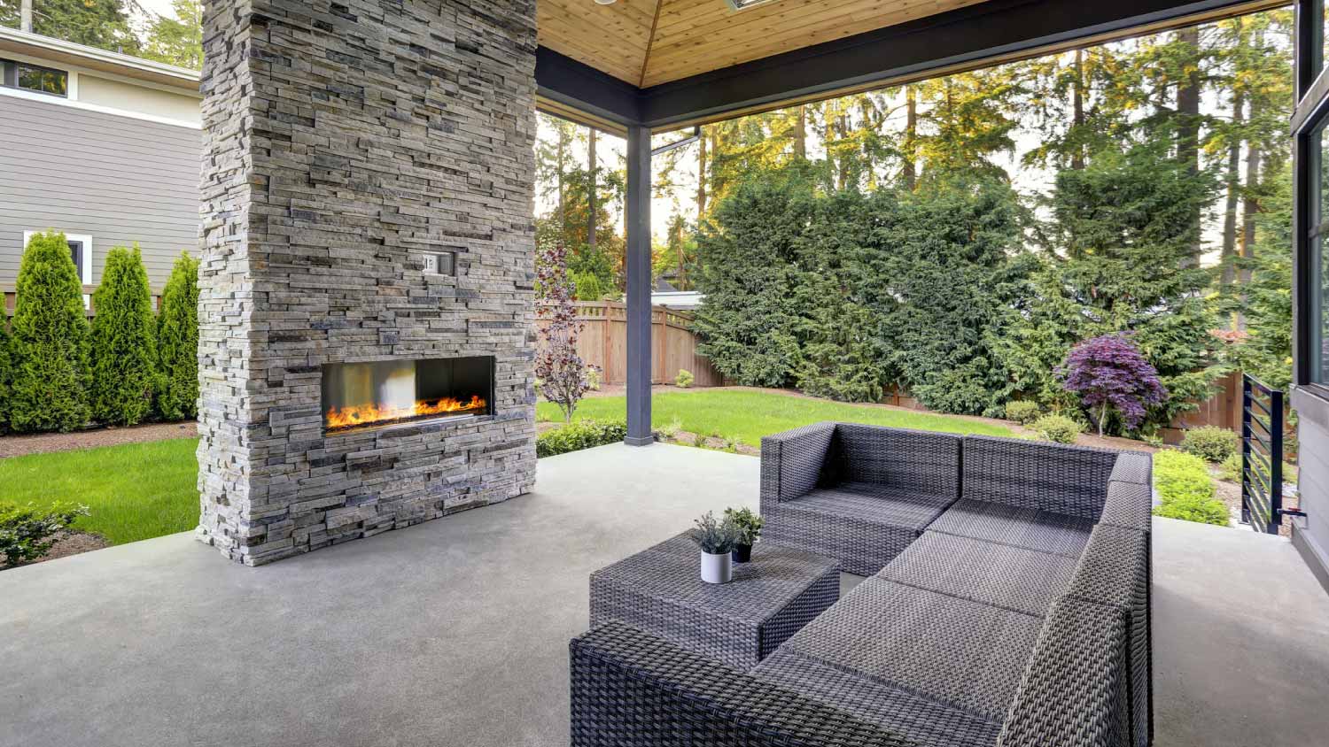 Modern concrete patio