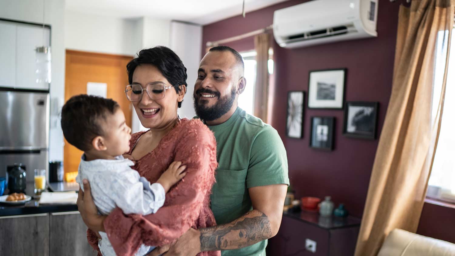family laughing together at home