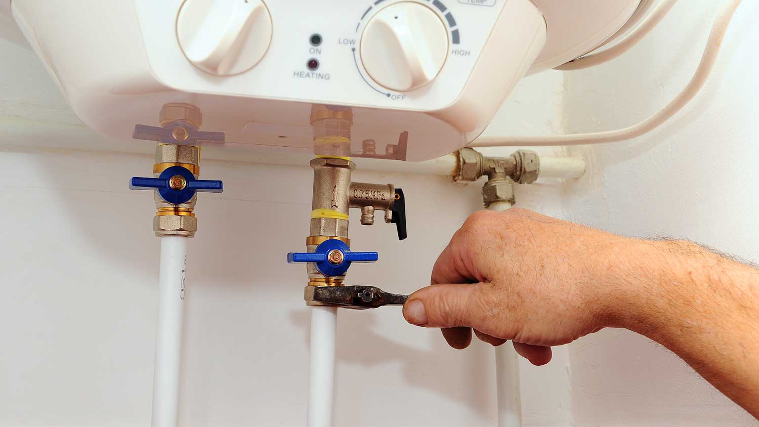 Installing water heater water lines