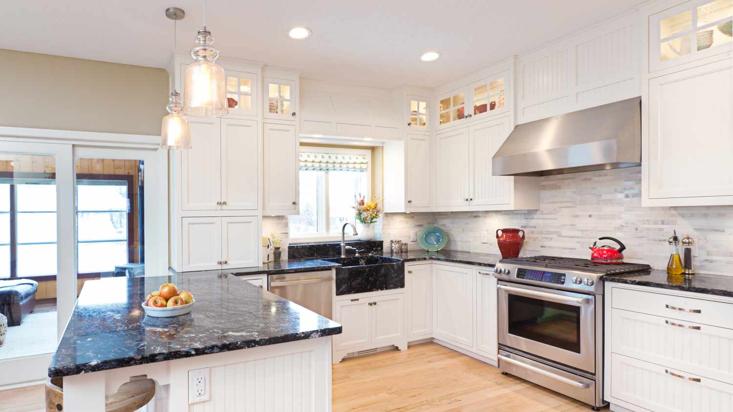 well lit open concept kitchen