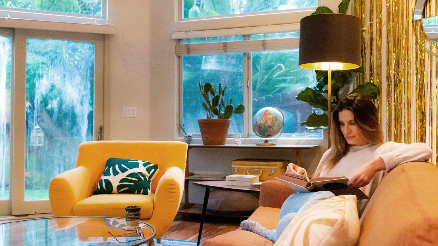 cozy woman at home reading