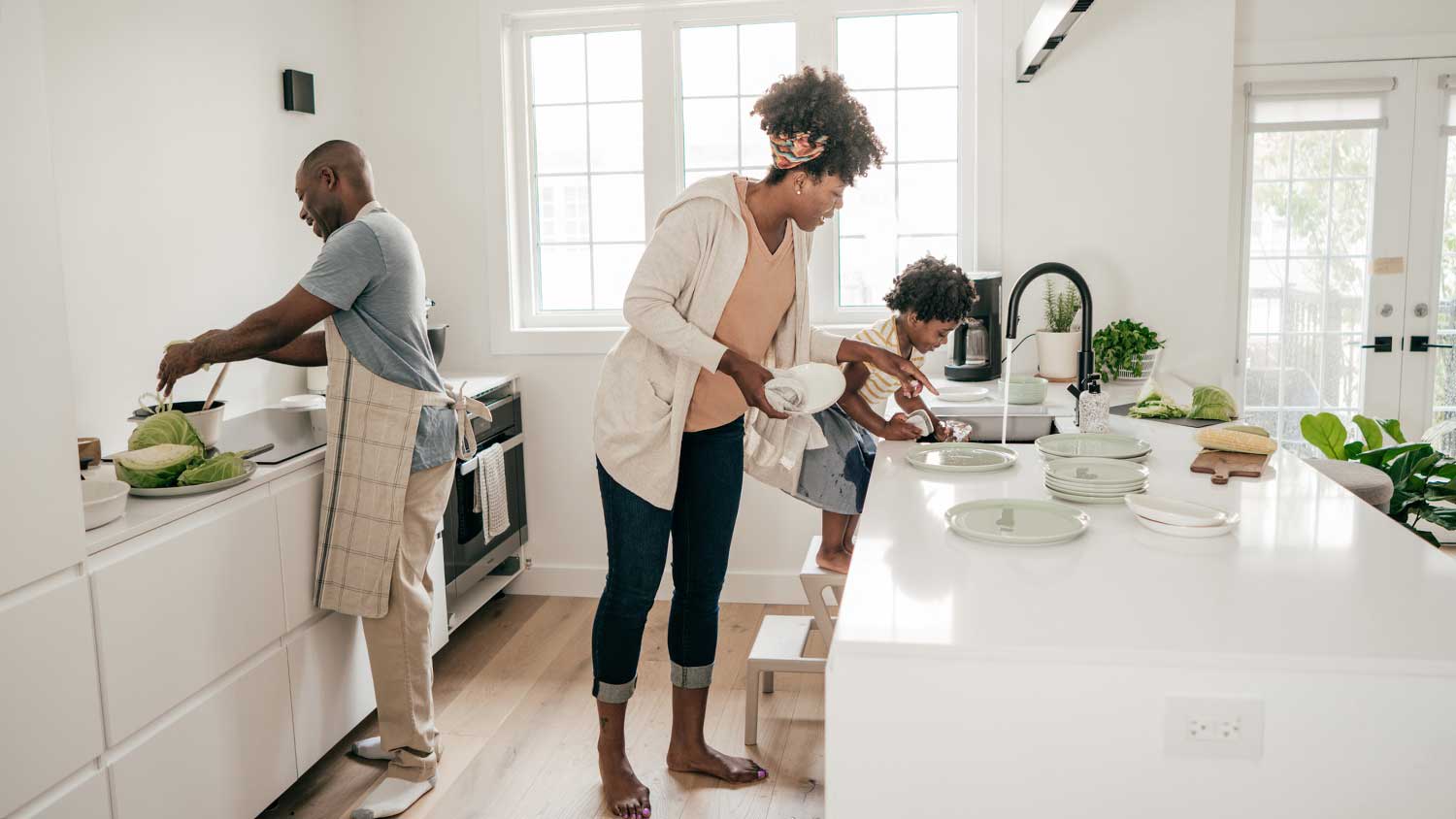 Family spending time together in the kitchen