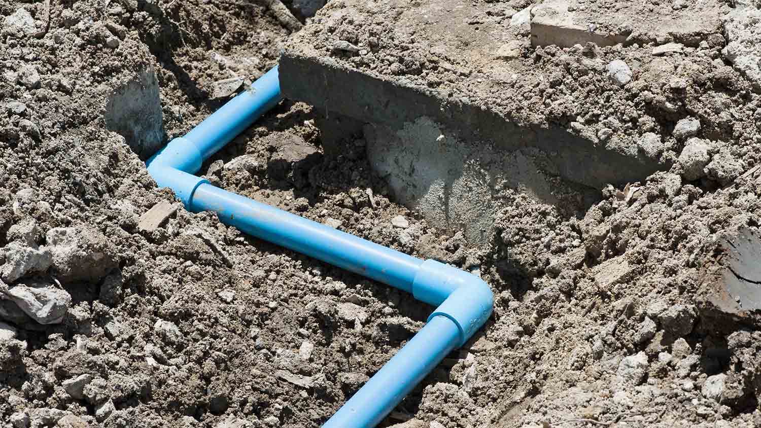 Running water pipe in the ground