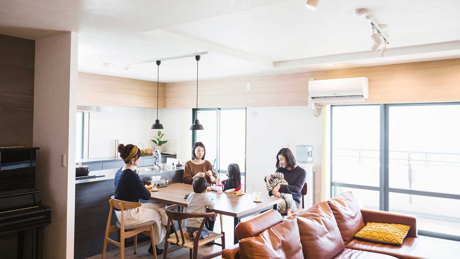 Kids having a snack in the dining room