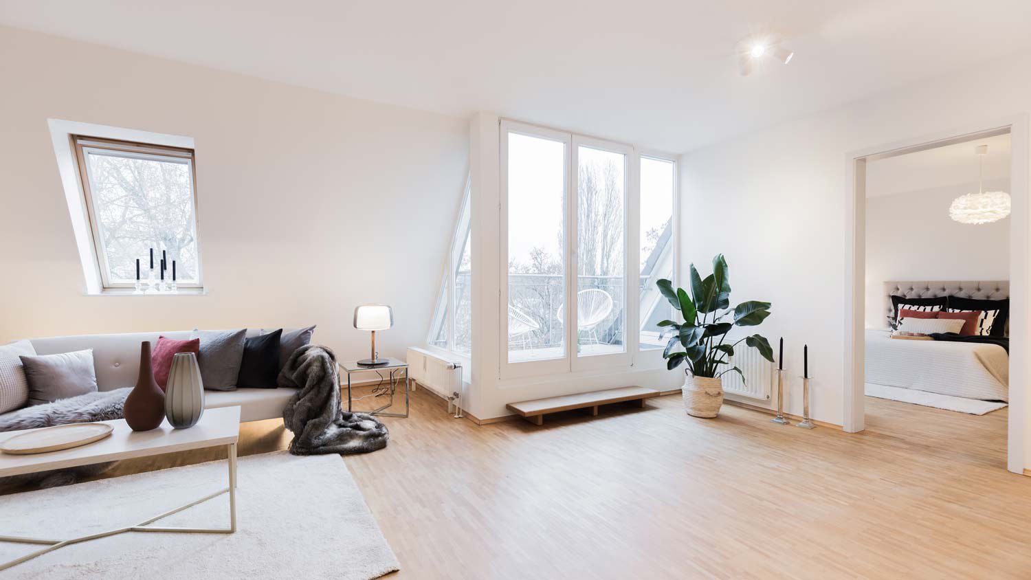 The interior of a bright living room
