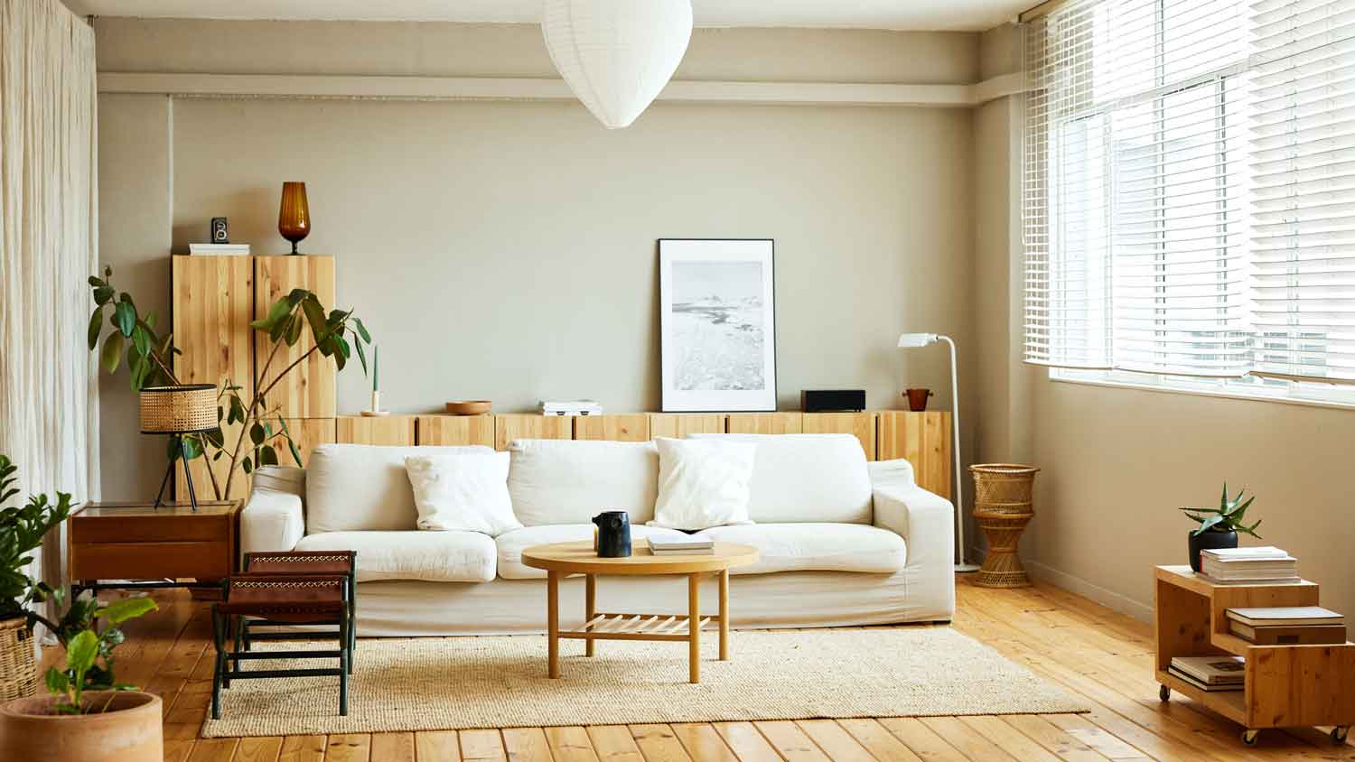 The interior of a bright modern living room