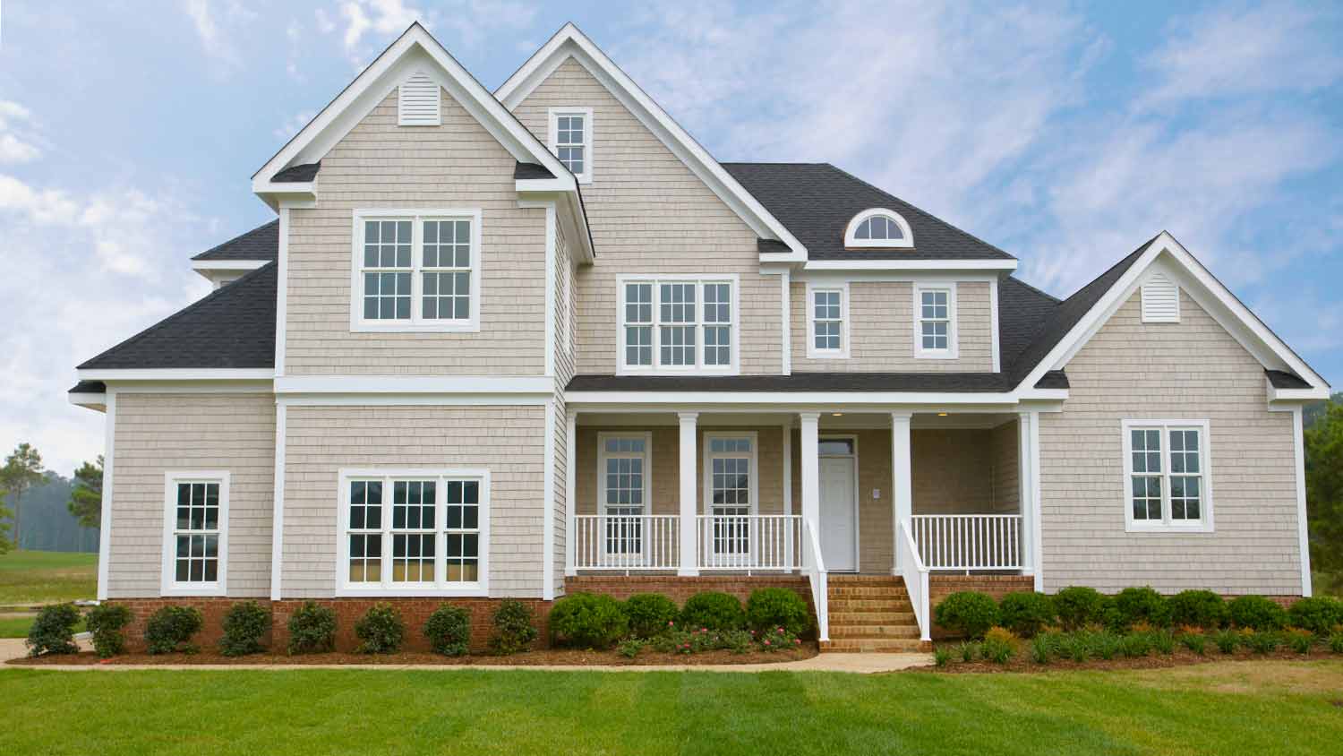 large beige suburban house