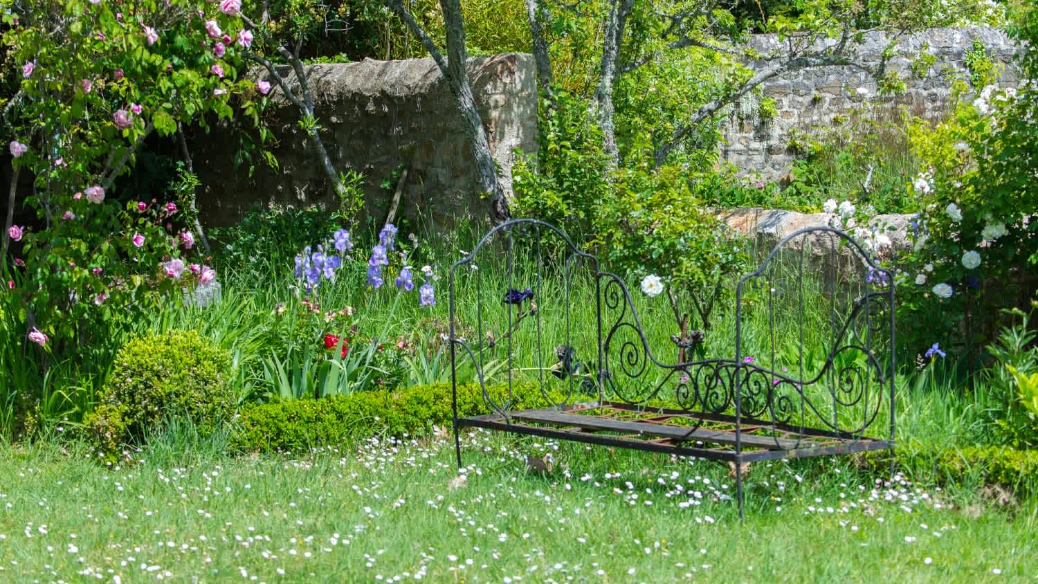 An old bench in a french garden