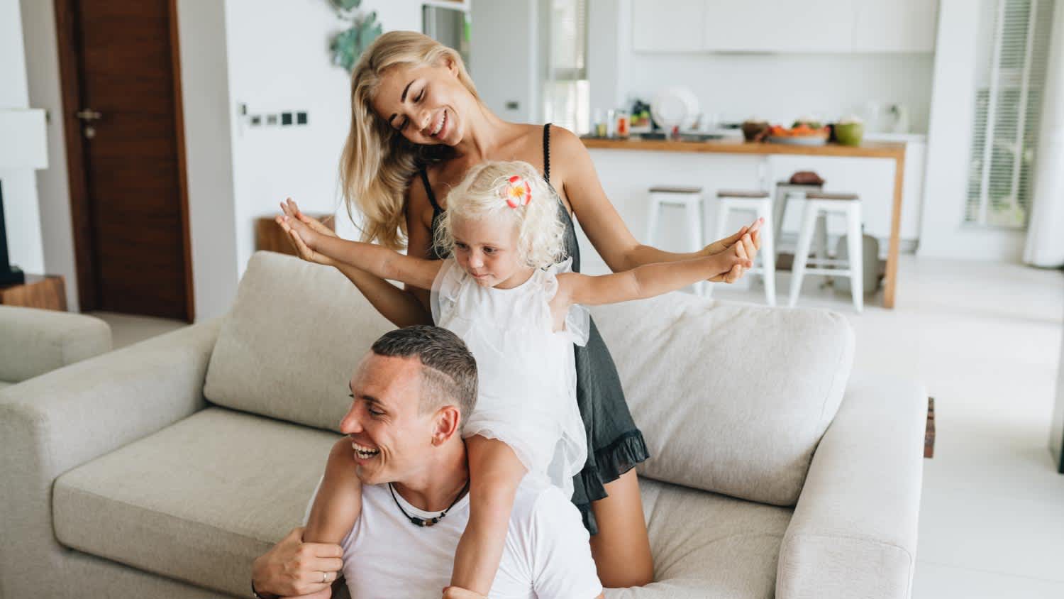 Family playing together at home