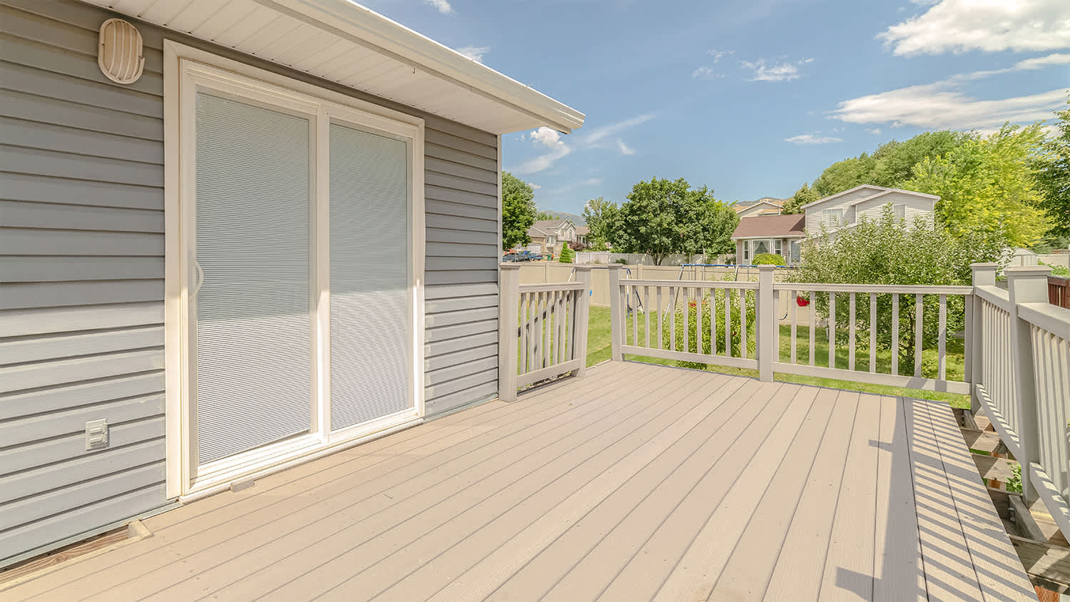 outdoor home deck area on sunny day