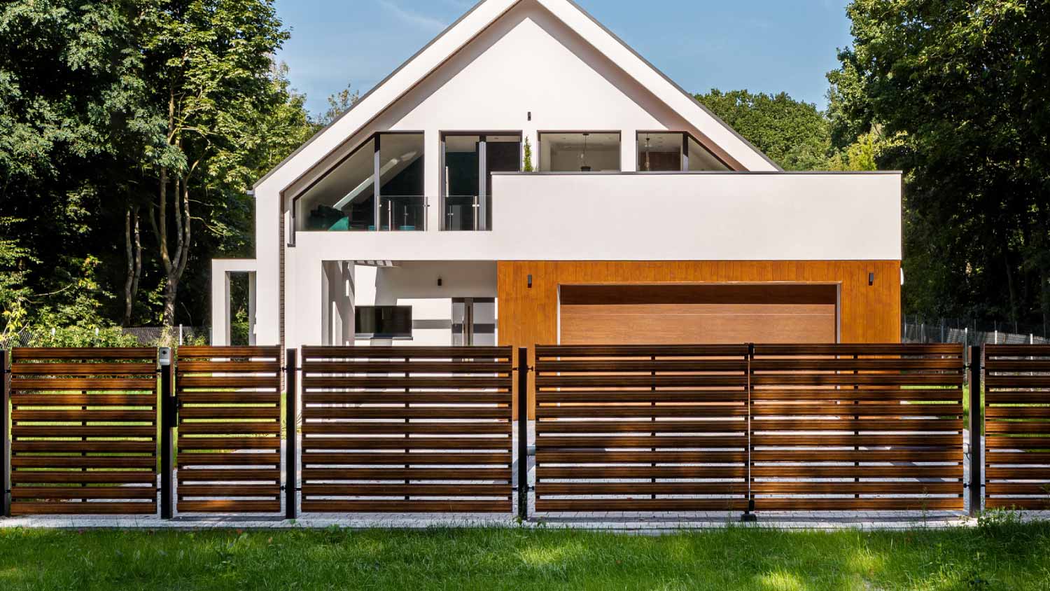 Exterior view of modern white house