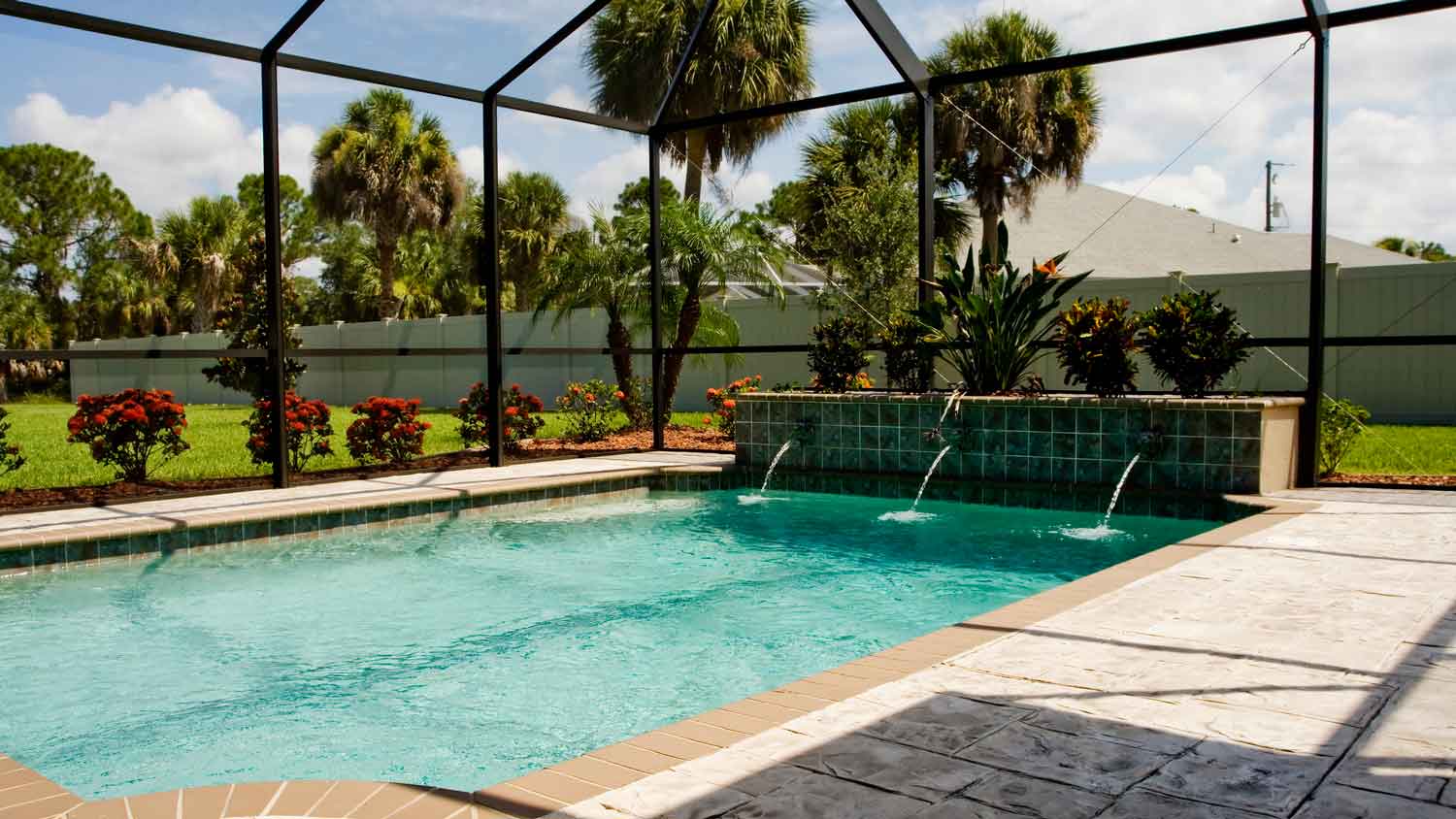 A luxurious pool and its enclosure