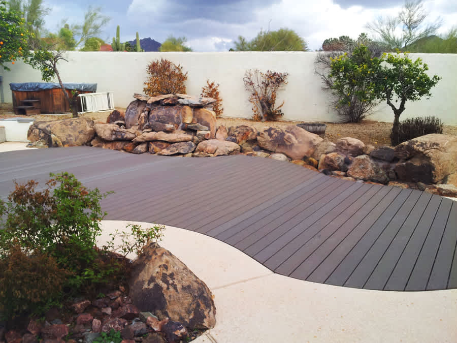 Pool covered with composite decking material