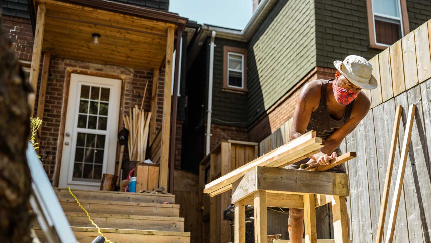 Man doing carpentry project