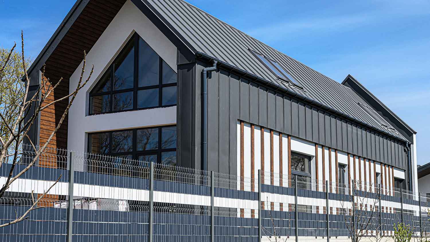 Modern house with black metal siding