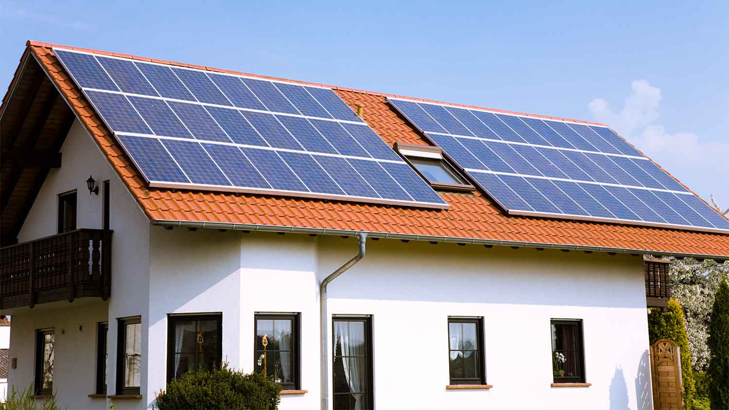 house with solar panels on roof